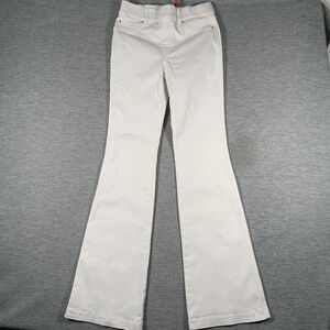 Spanx Jeans Womens M White Bootcut Mid Rise Shaping Stretch Denim Slim Fit Flare